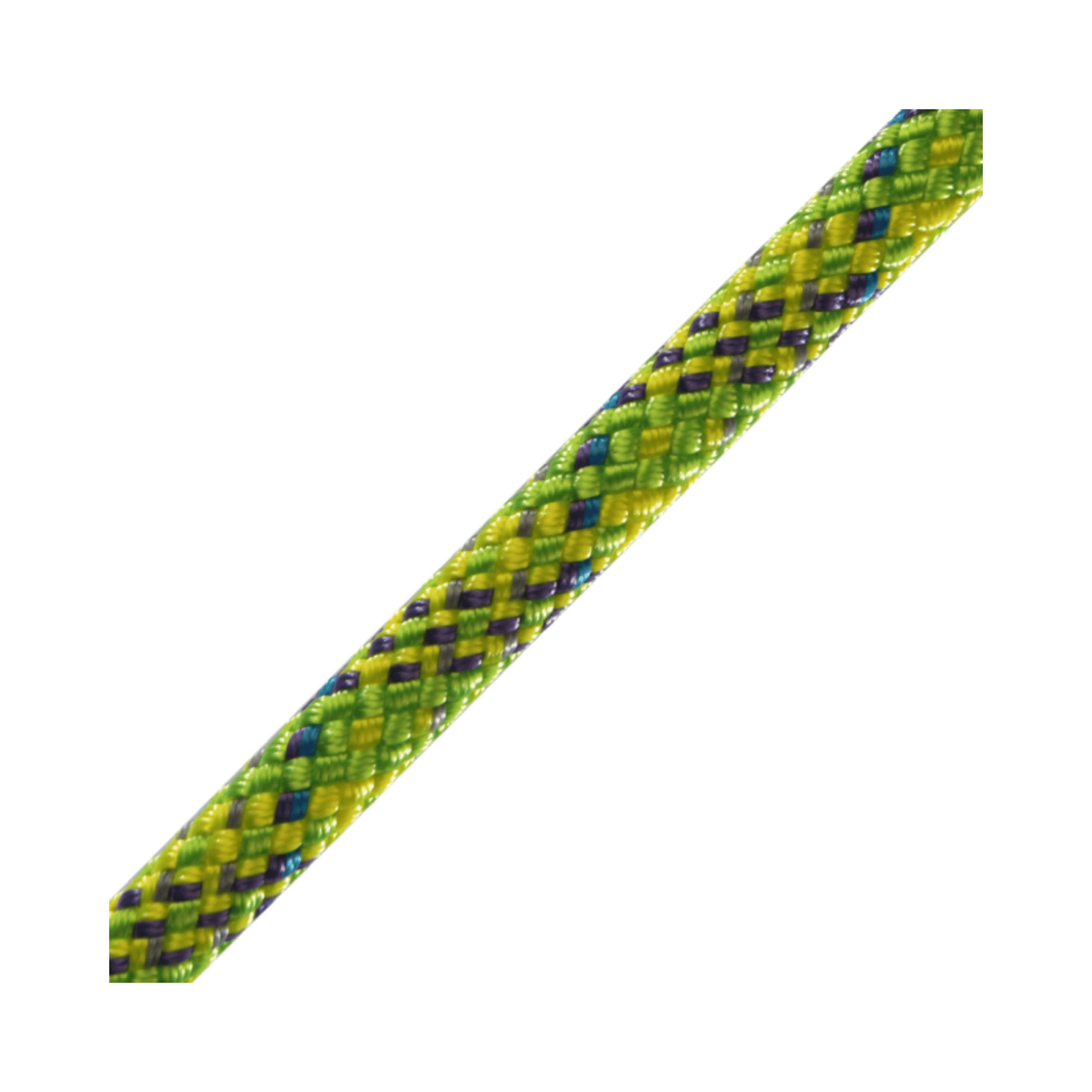 SCE-X1 Lanyard No Hardware in green and yellow color, showcasing durable, high-quality climbing rope material.