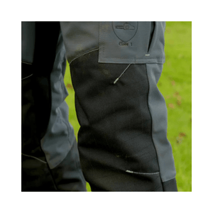Close-up of the STEIN Sentinel Chainsaw Trousers Type A showcasing durability and design for tree surgeons.