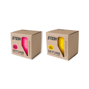 Skyline Throwline 50m boxes in pink and yellow from STEIN, showcasing professional arborist equipment.