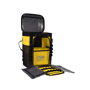 VOYAGER 50 Climbing Kit Storage Bag Yellow open, showcasing compartments and rugged design for climbers.