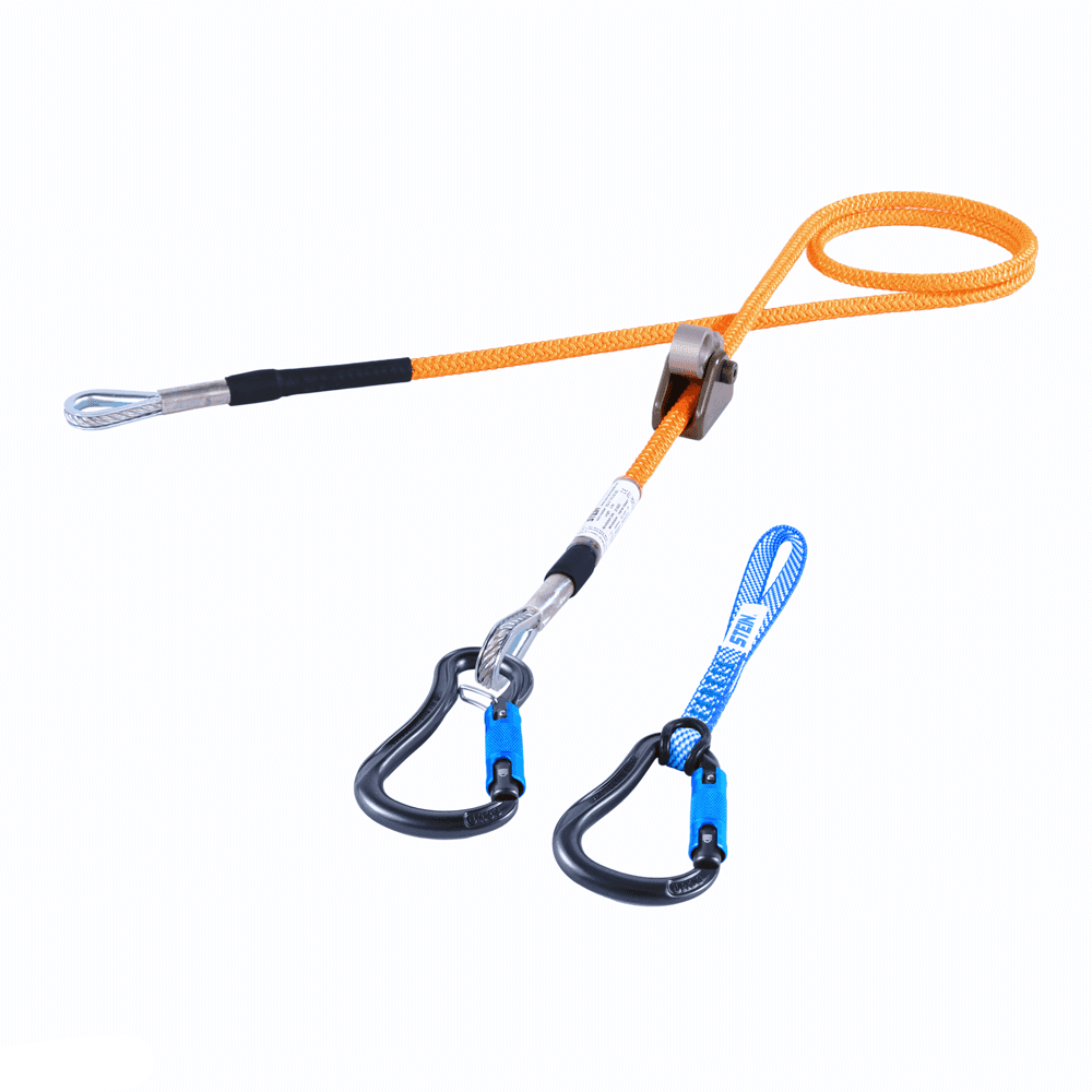 5.0m wire core lanyard complete kit with dual carabiners, designed for tree surgeons and work positioning.