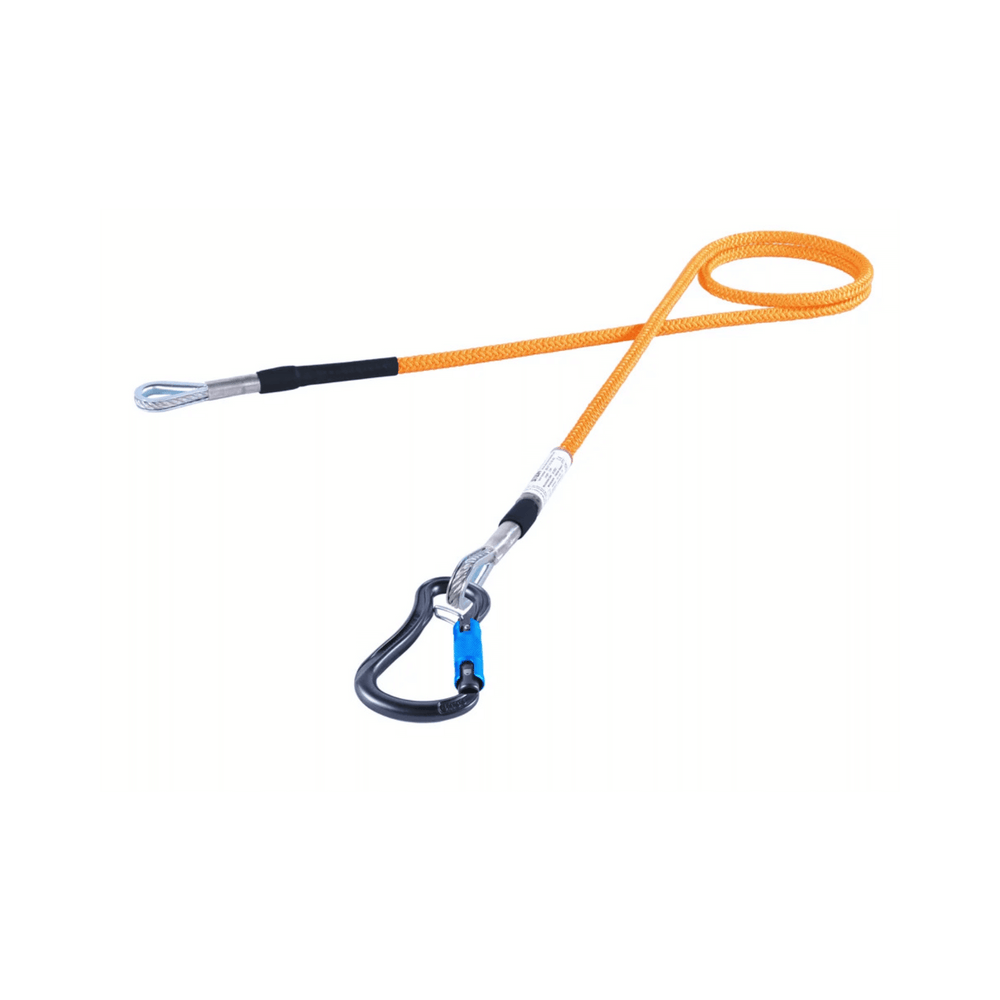 Wire Core Lanyard for tree surgeon and arborist safety, featuring durable steel core and secure carabiner.