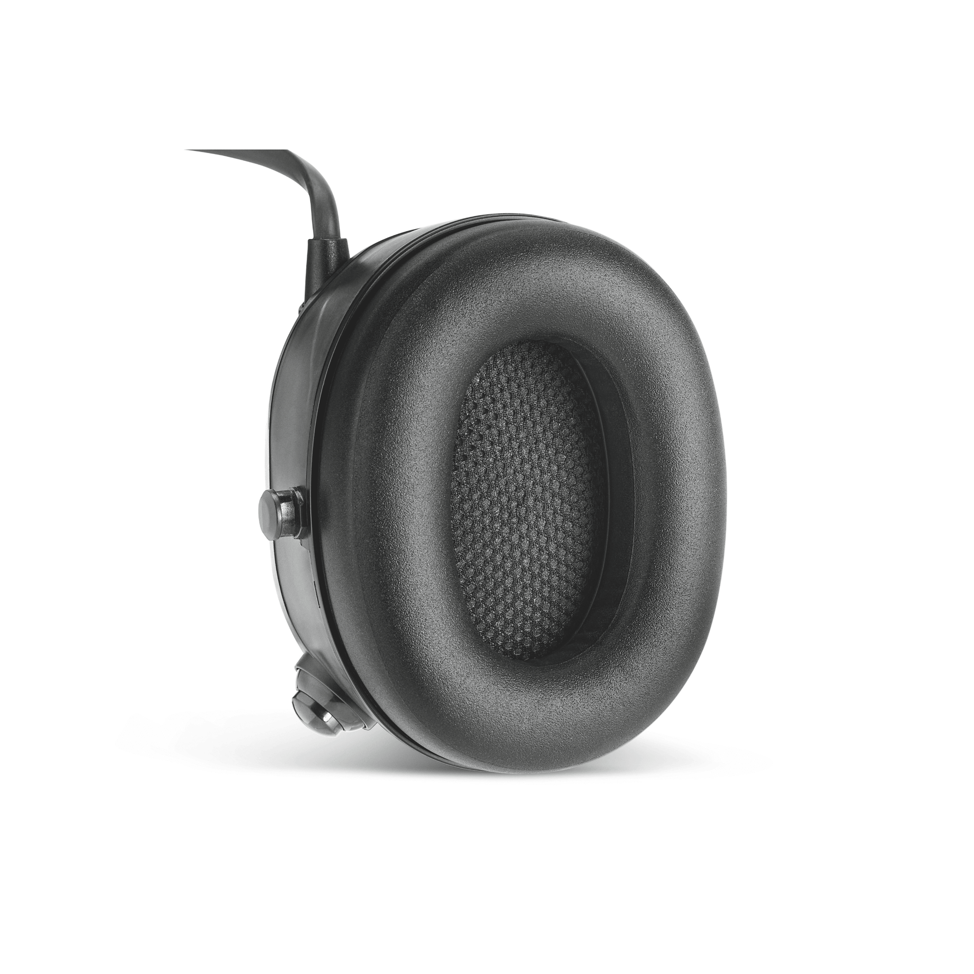 Close-up of STIHL Advance Procom Bluetooth helmet-mounted ear defender ear cup with textured interior.