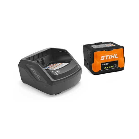 AK 20 Battery and AL 101 Charger Starter Set, ideal for tree surgeons and arborists, featuring 36 V lithium-ion battery.
