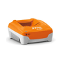 STIHL AL 501 Hi-Speed battery charger with orange and gray color scheme, designed for charging STIHL AP System batteries.