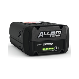 STIHL ALLPRO AP 300 P 40V professional battery, front view showing tabless cell design.