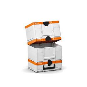 STIHL Battery Box Systainer System for organized storage of batteries, ideal for tree surgeons, available in small, medium, and large.
