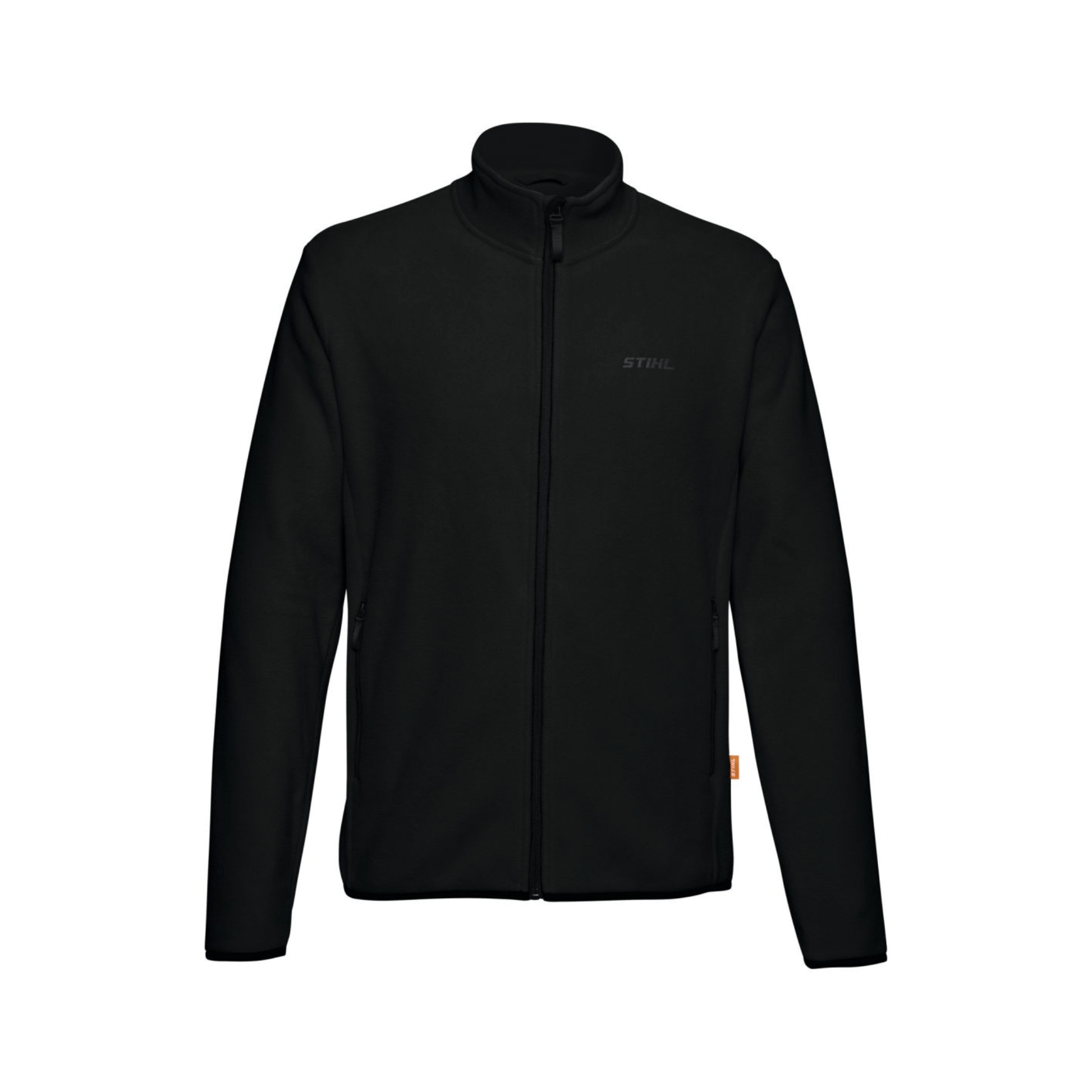 Black Fleece Jacket for tree surgeons, warm polyester material, perfect for outdoor work in colder conditions.
