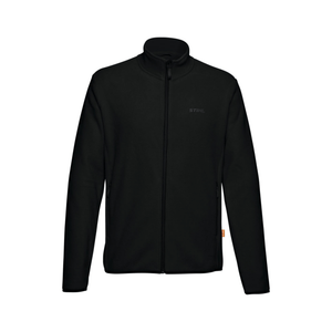 Black Fleece Jacket for tree surgeons, warm polyester material, perfect for outdoor work in colder conditions.