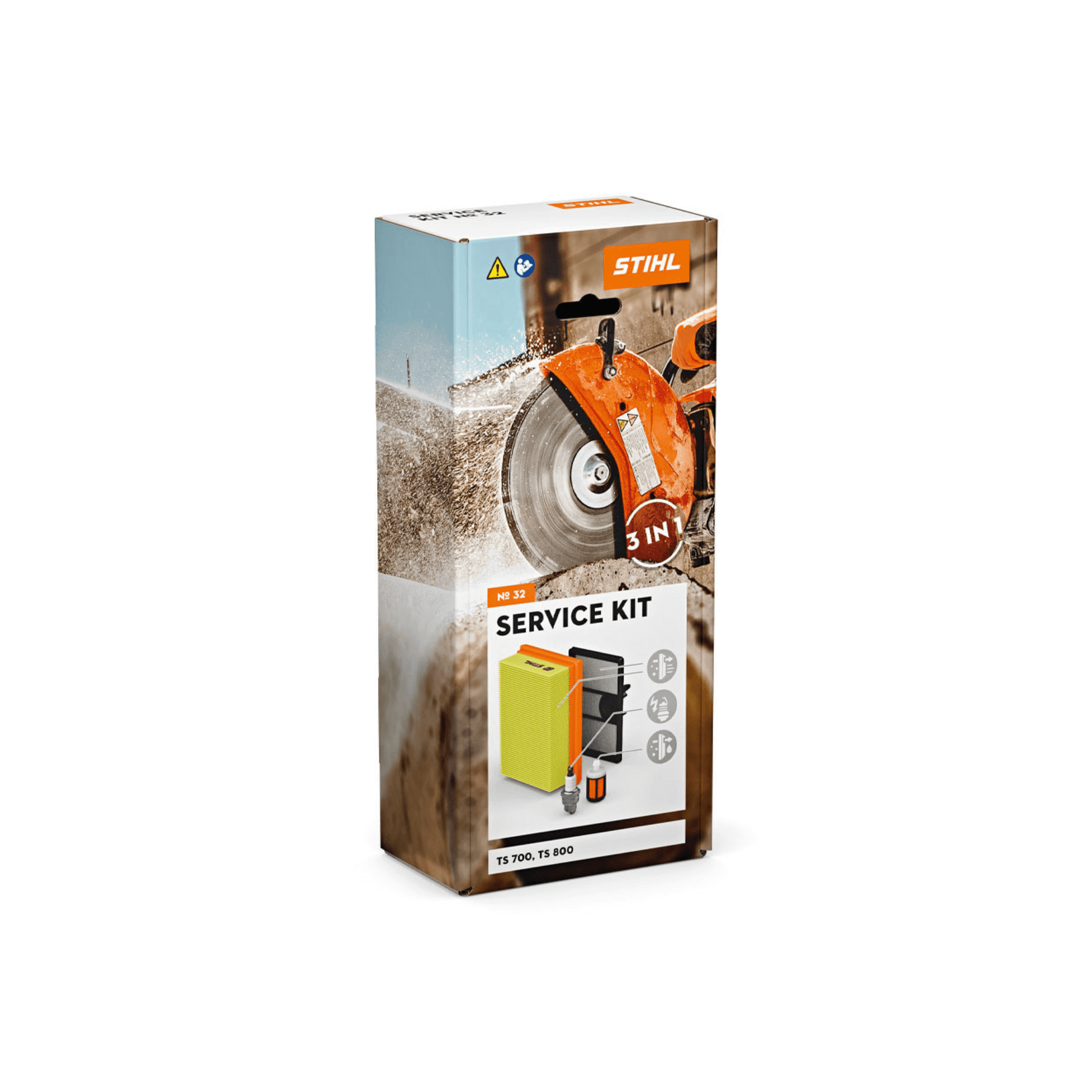 STIHL Cut-off Machine Service Kits in a box for routine maintenance and optimal performance.