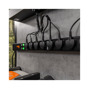 STIHL CM 8 Charging Management Solution with multiple chargers for efficient battery charging in workshops.