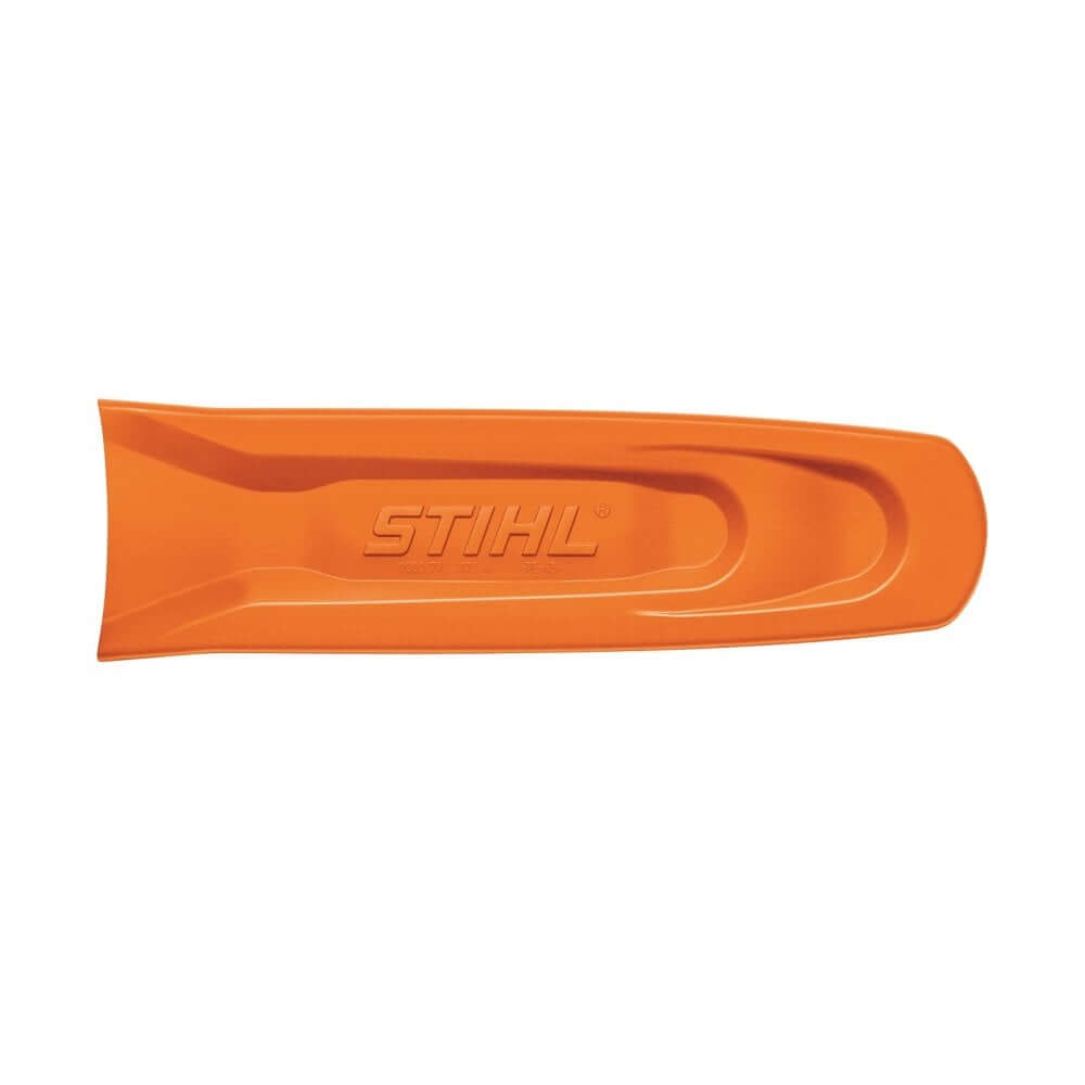 STIHL chainsaw scabbard in vibrant orange, ideal for tree surgeons to transport up to 10" chainsaws safely.
