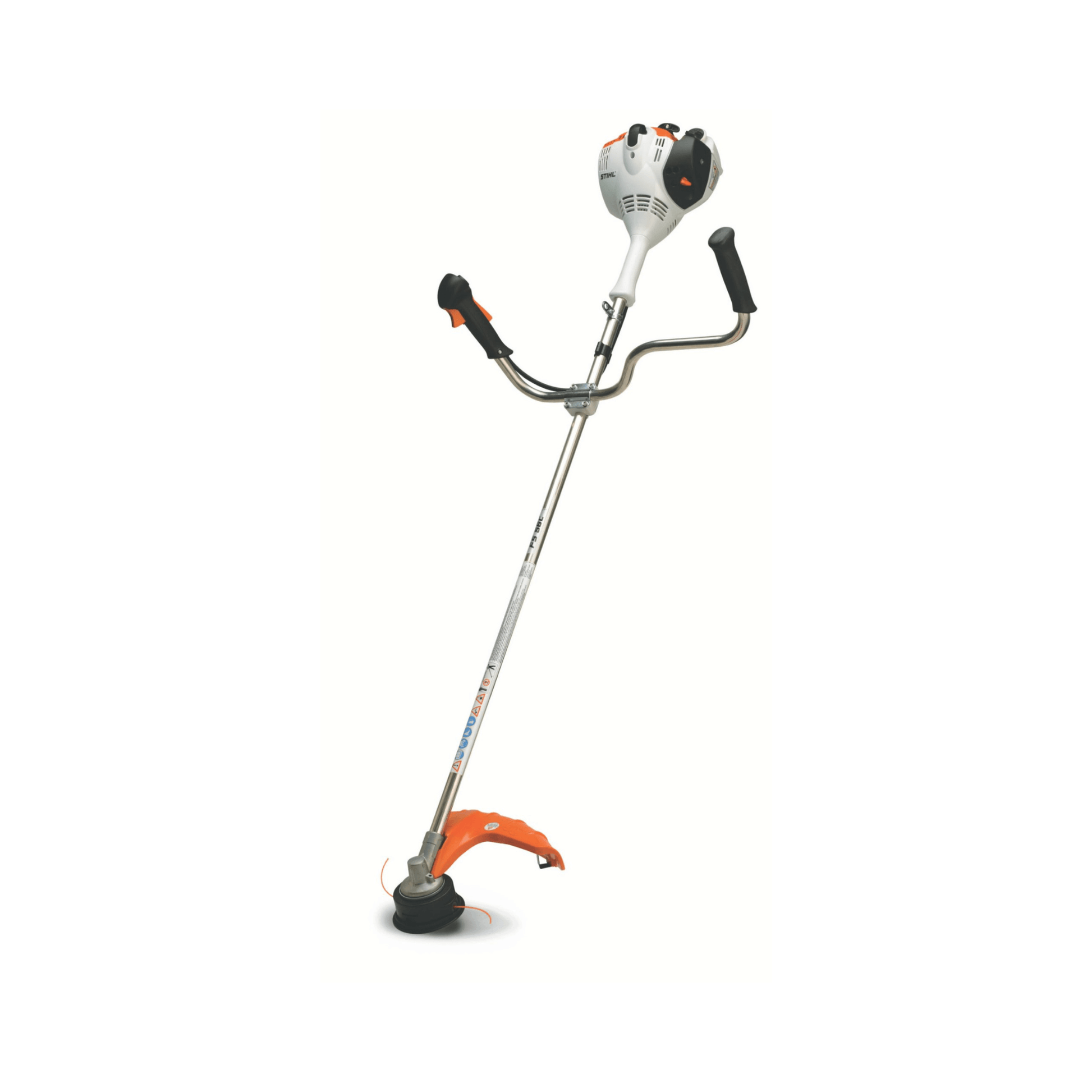 STIHL FS 56 C-E Petrol Brushcutter with ergonomic bike handle and 2-MIX engine for efficient lawn care.