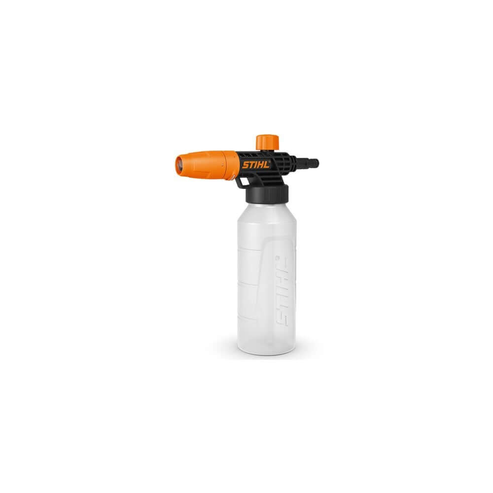 STIHL Foam Nozzle for Pressure Washers - A tool that attaches to a pressure washer to create a thick, soapy foam for cleaning vehicles, siding, and other surfaces.