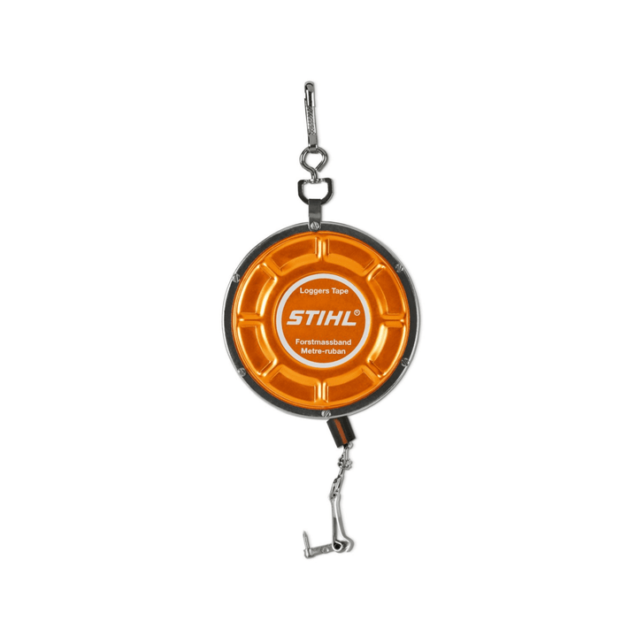 Forest Logging Tape Measure 15/25m with self-retracting mechanism for tree surgeon use.
