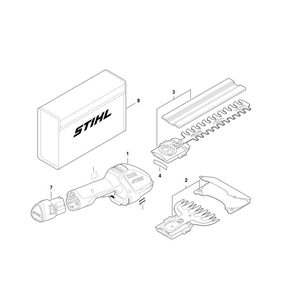 HSA 26 Cordless Garden Shears Spare Parts diagram with components and STIHL logo.