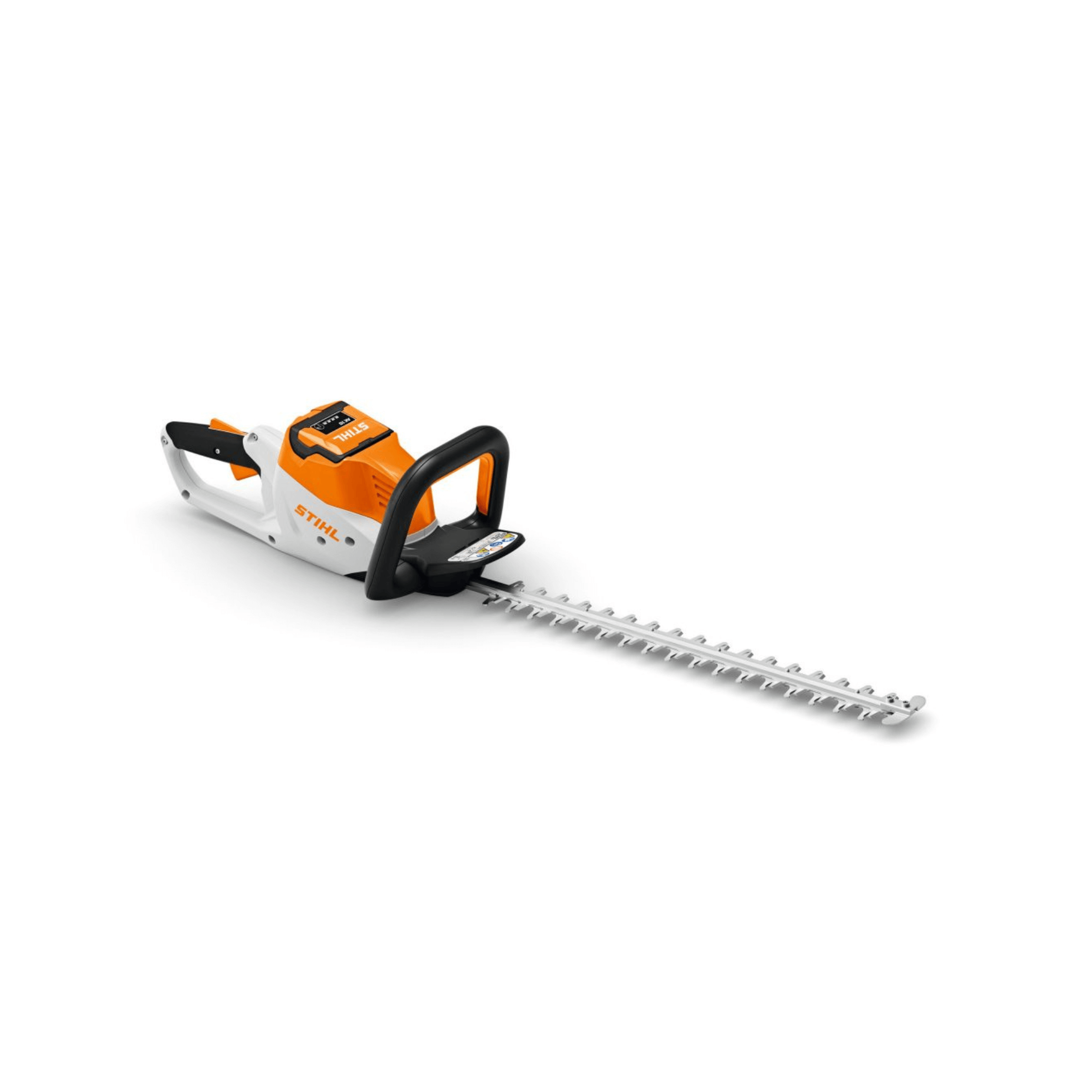 HSA 50 Cordless Hedge Trimmer 20" shown from the side with a double-sided cutting blade for trimming hedges.