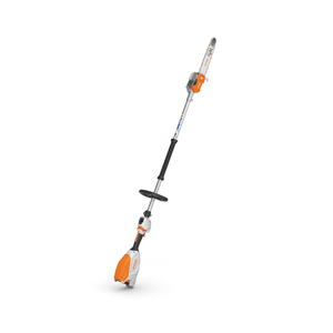 HTA 100 Cordless Pole Pruner displayed vertically on a white background.