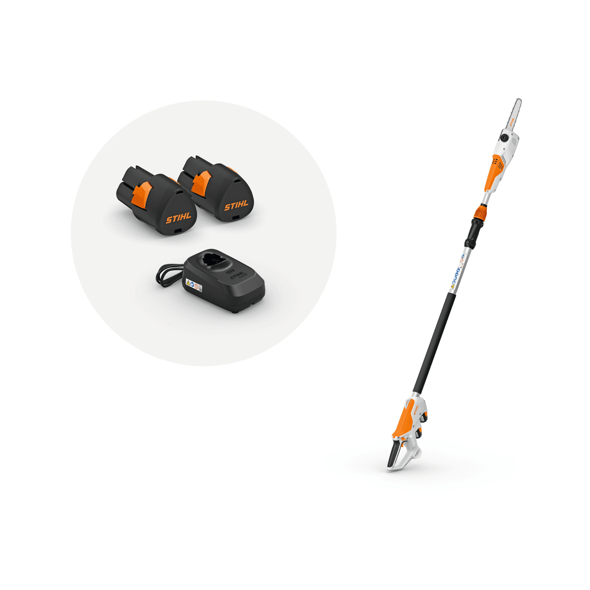 HTA 30 Cordless Pole Pruner with two batteries and charger for tree surgeons and arborists.