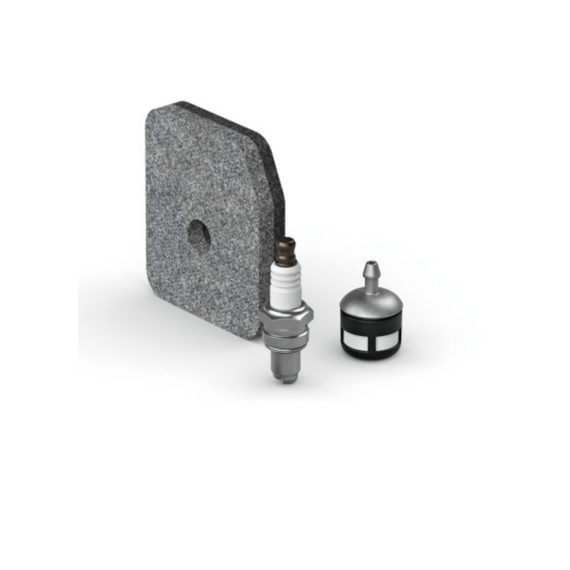Hedge Trimmer Service Kits components including spark plug, air filter, and fuel filter for optimal maintenance.