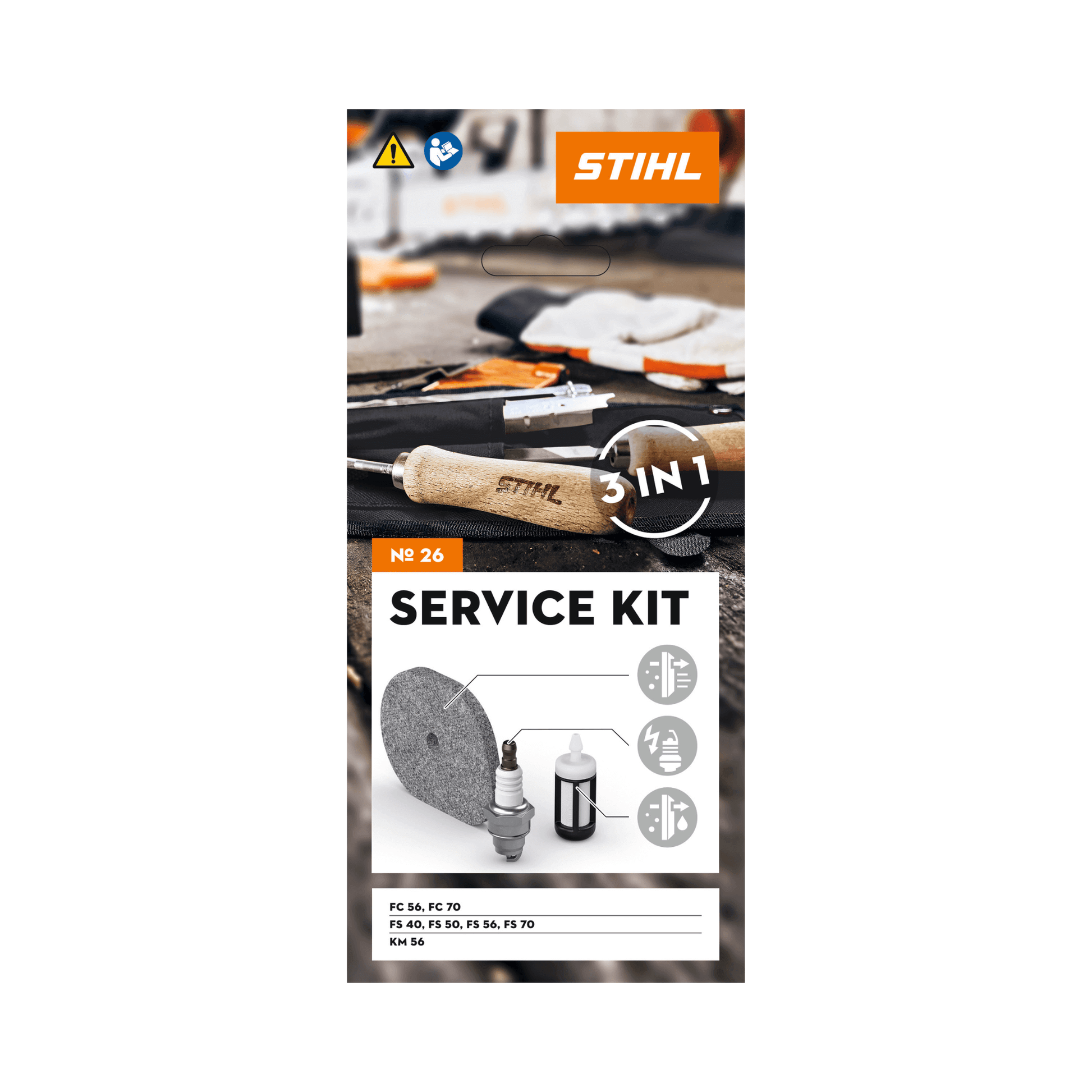 STIHL Brushcutter Service Kits packaging with essential tools for engine maintenance.