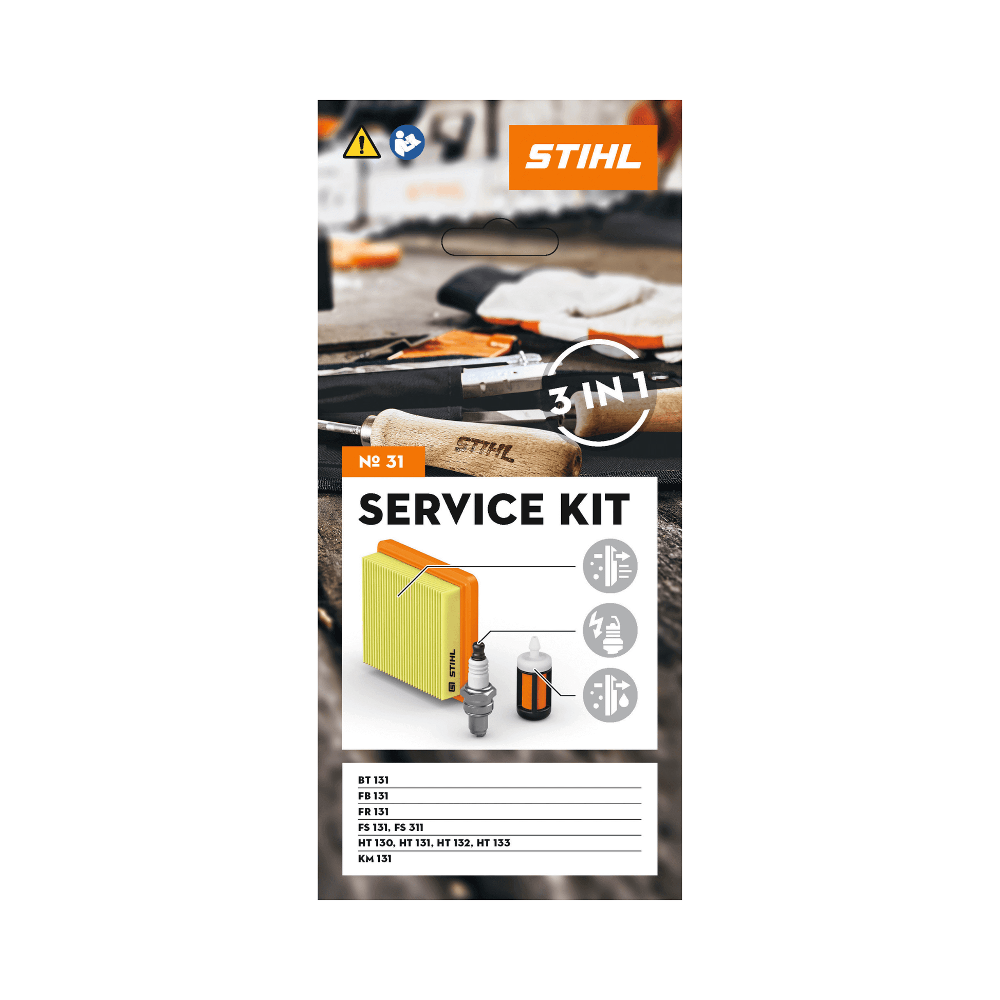 Brushcutter Service Kits by STIHL, including tools for engine maintenance and performance optimization.