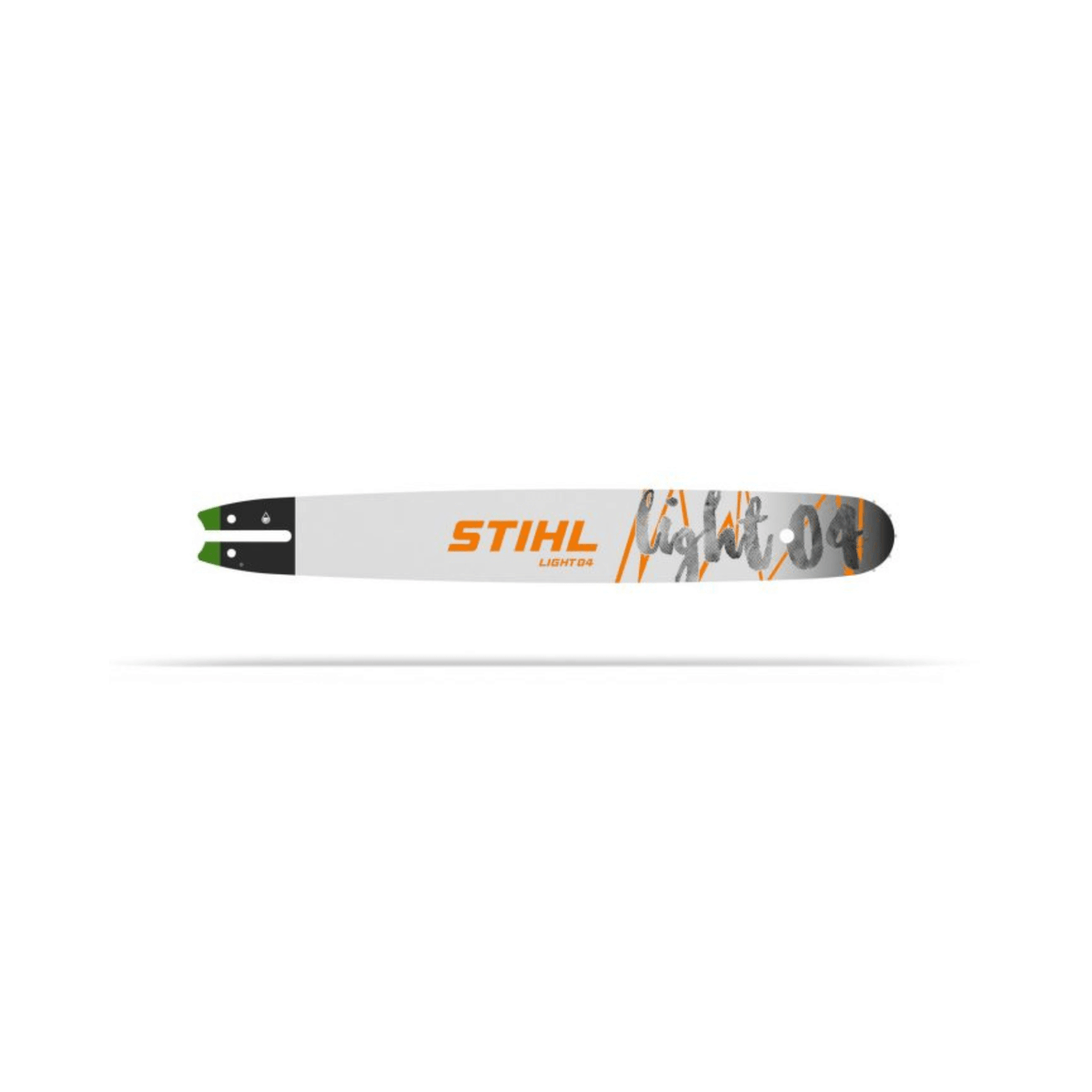 Light 04 Chainsaw Guide Bar 12" displayed on white background, showcasing its lightweight design and improved balance.