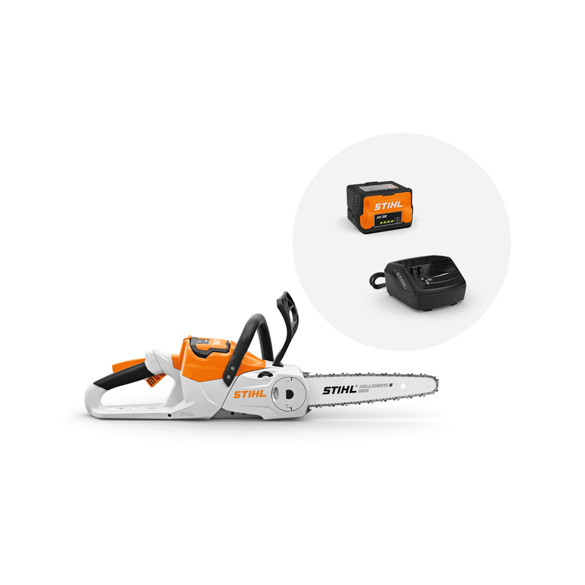 STIHL MSA 70 C-B cordless chainsaw with 12 inch blade and battery, ideal for tree surgeons and home landscaping.