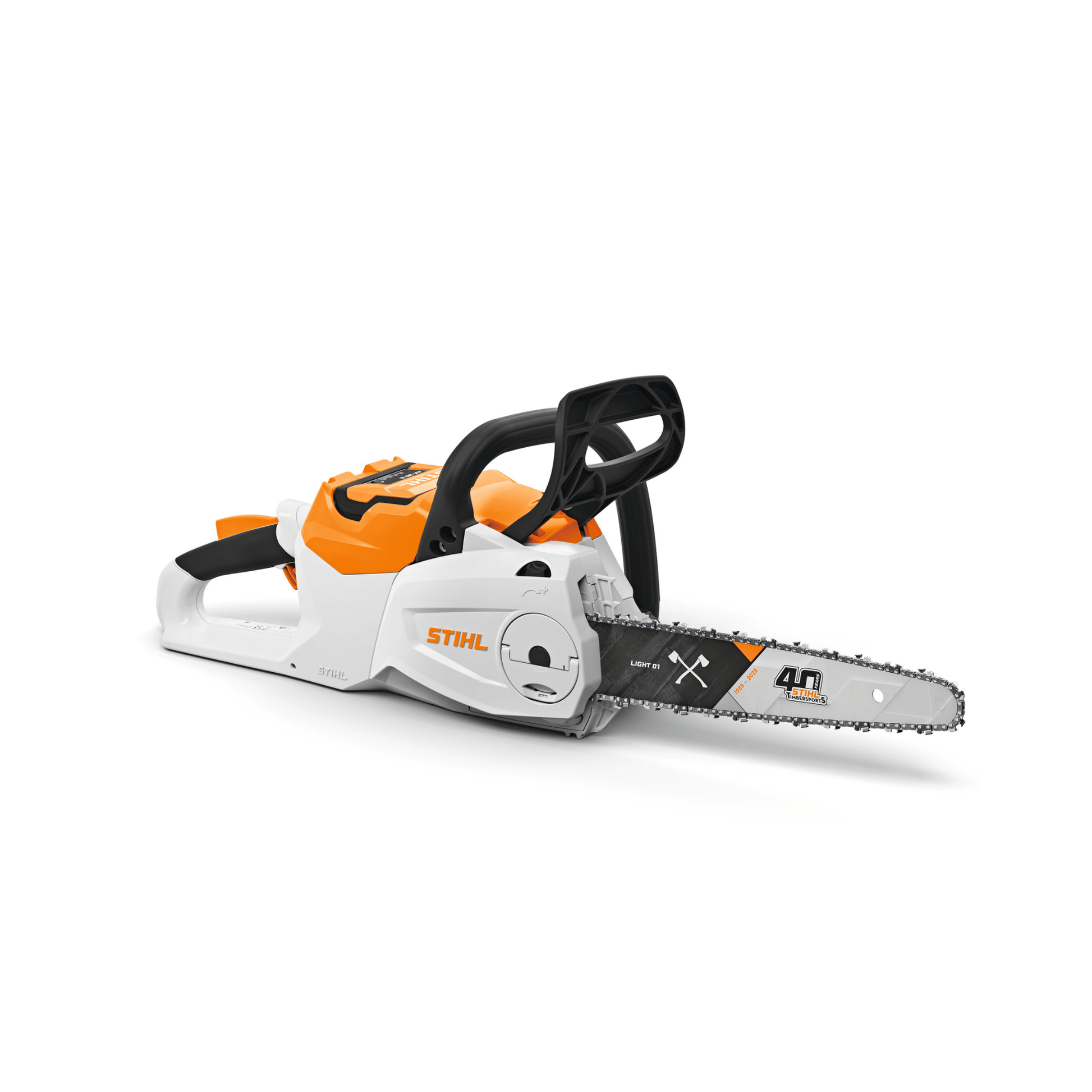 MSA 80 C-B Cordless Chainsaw Timbersports 40th Edition with 14" guide bar and lightweight design.