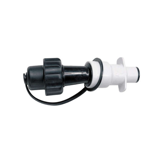 A black and white STIHL oil spout designed for precise and spill-free refuelling of chainsaw containers.