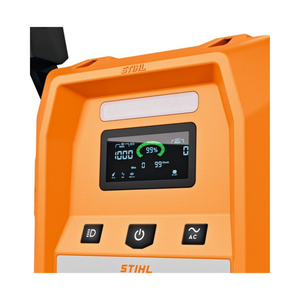 STIHL PS 2000 Portable Power Supply charge display and output ports close-up.