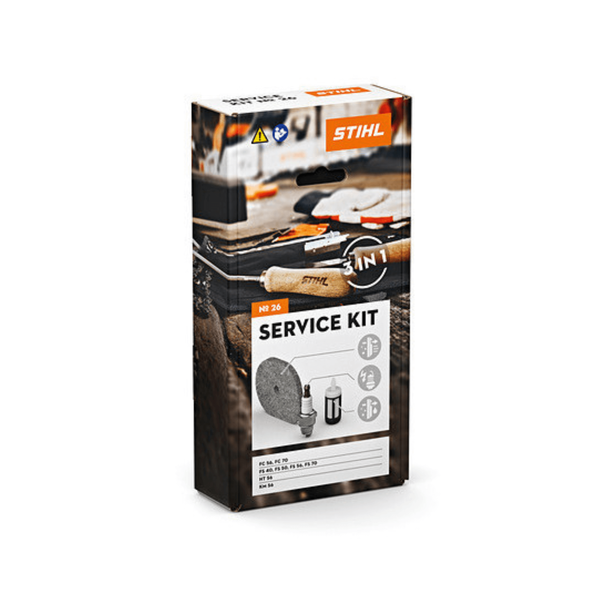 STIHL Pole Pruner Service Kits packaging with essential maintenance tools and filters for peak performance.
