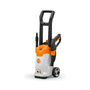 STIHL RE 80 Electric Pressure Washer with wheels and handle for easy mobility during cleaning tasks.