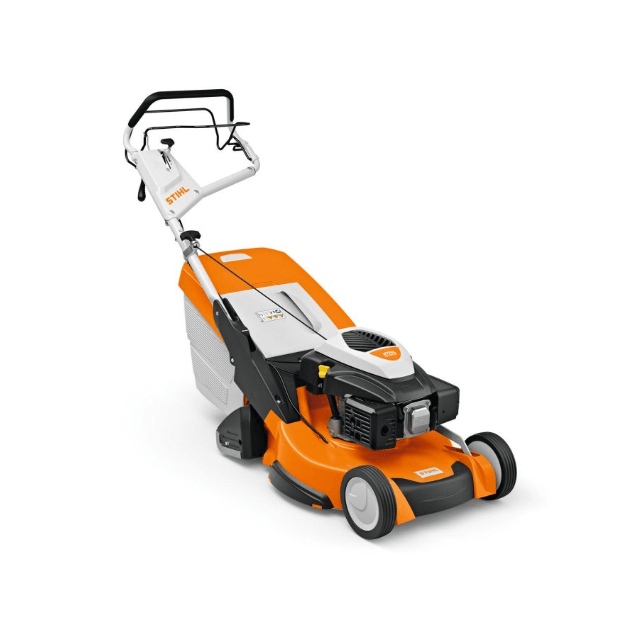RM 655 RS Petrol Lawn Mower with self-propelled drive and aluminium deck for premium lawn care.