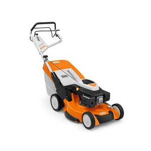 STIHL RM 655 V Petrol Lawn Mower with 53 cm cutting width and self-propelled drive system.