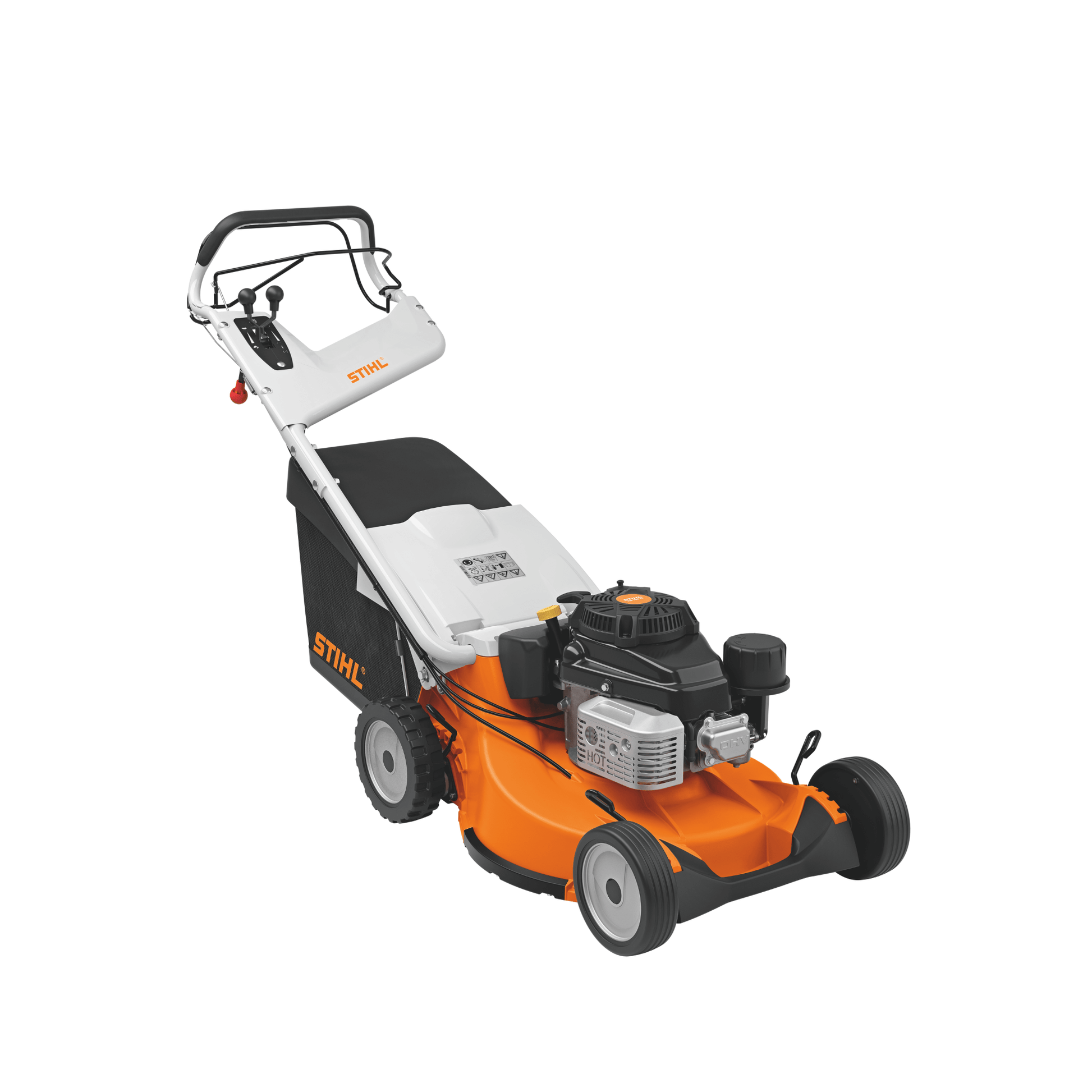 RM 756 YC Petrol Lawn Mower - STIHL self-propelled mower with 54 cm cutting width and powerful petrol engine.