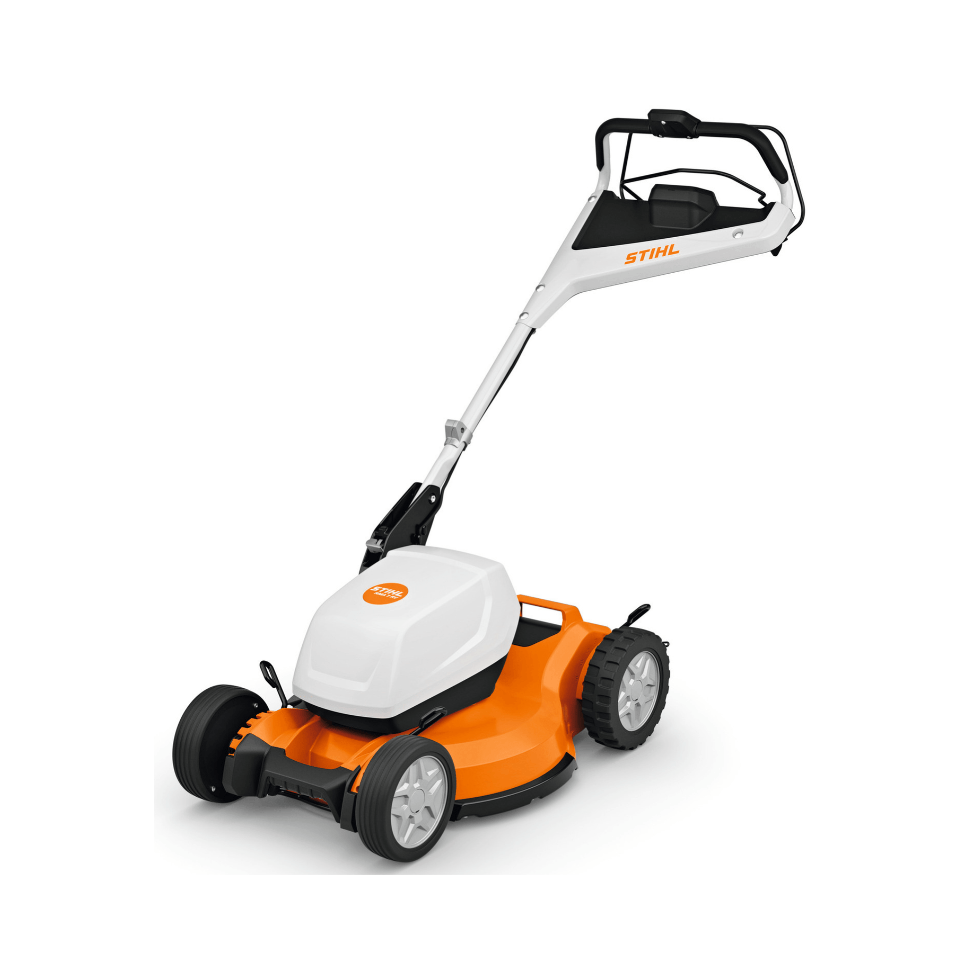RMA 7 RV Professional Cordless Mulching Lawnmower by STIHL, showcasing its sleek design and advanced features.