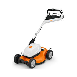 RMA 7 RV Professional Cordless Mulching Lawnmower by STIHL, showcasing its sleek design and advanced features.