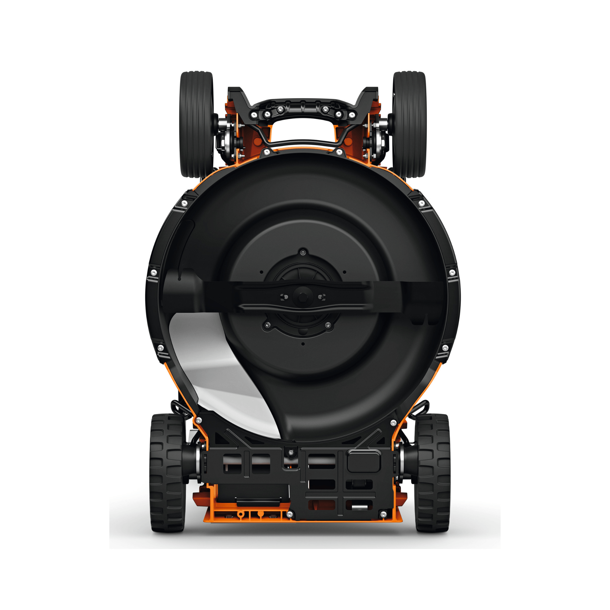 RMA 756V Professional Cordless Lawnmower rear view showcasing its design and features.