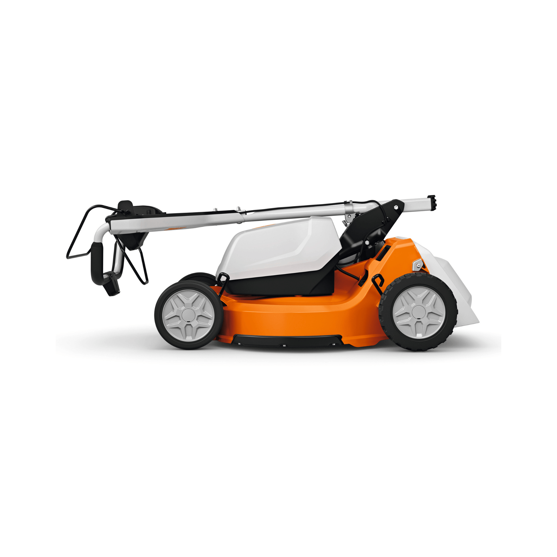 RMA 756V Professional Cordless Lawnmower featuring a sleek design and advanced battery system for efficient grass cutting.
