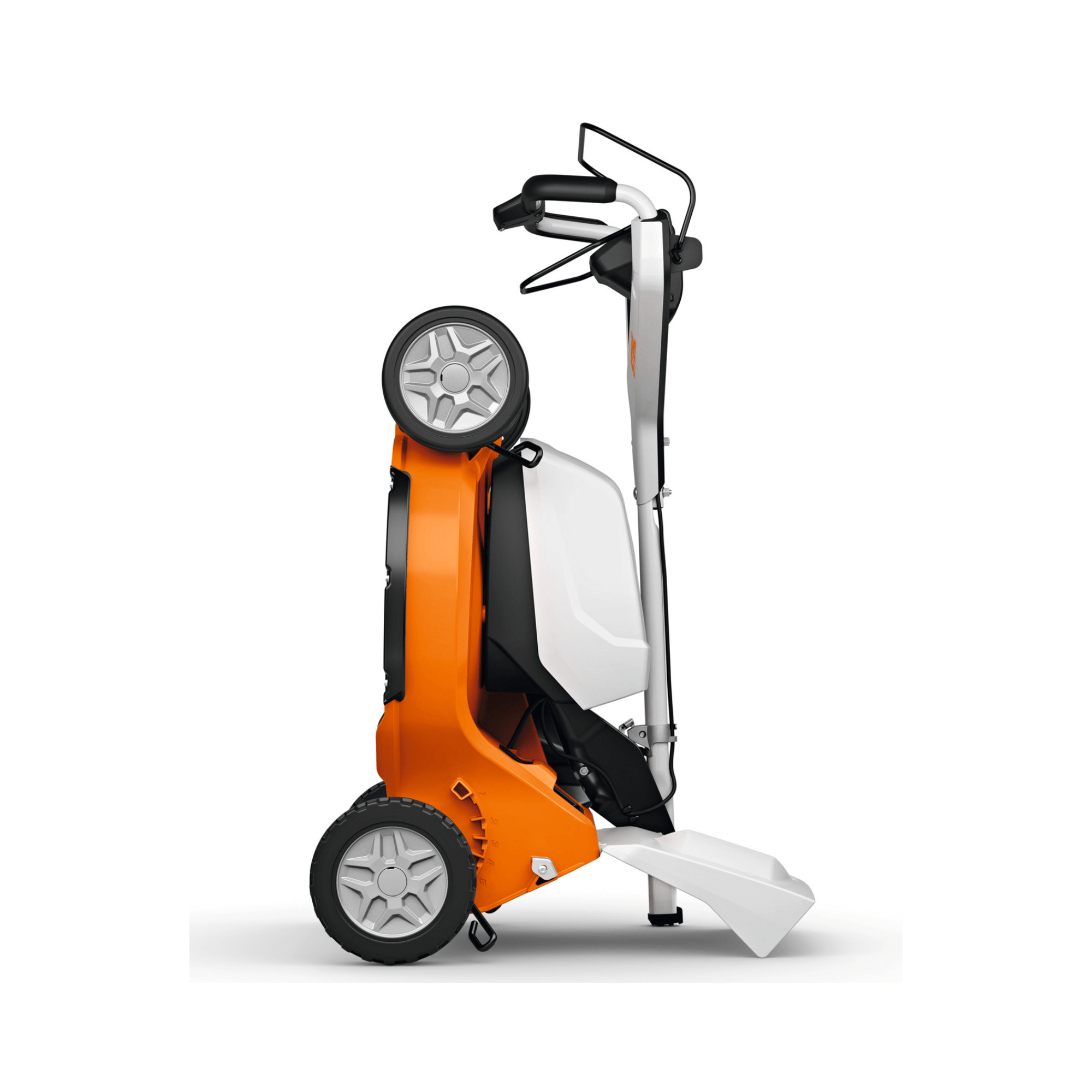 RMA 756V Professional Cordless Lawnmower side view showcasing its sleek design and wheels.