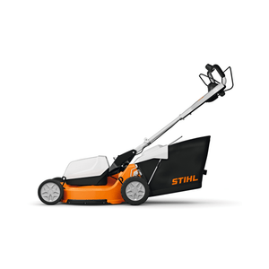 RMA 756V Professional Cordless Lawnmower by STIHL showcasing sleek design and efficient cutting capabilities.