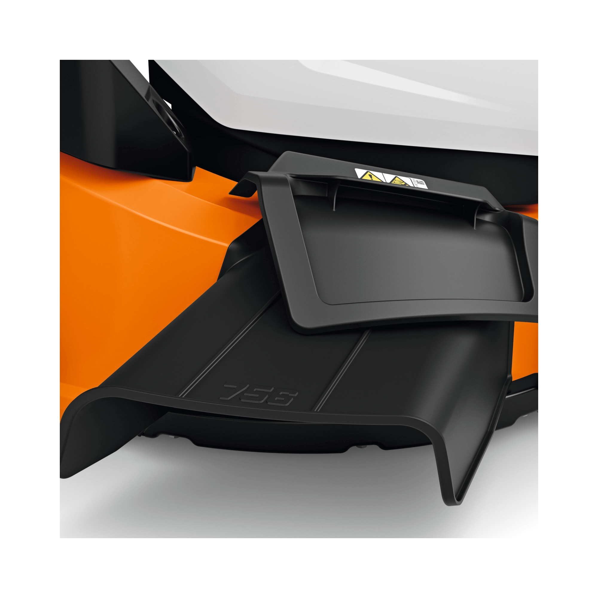 RMA 756V Professional Cordless Lawnmower grass discharge flap showcasing STIHL design features.