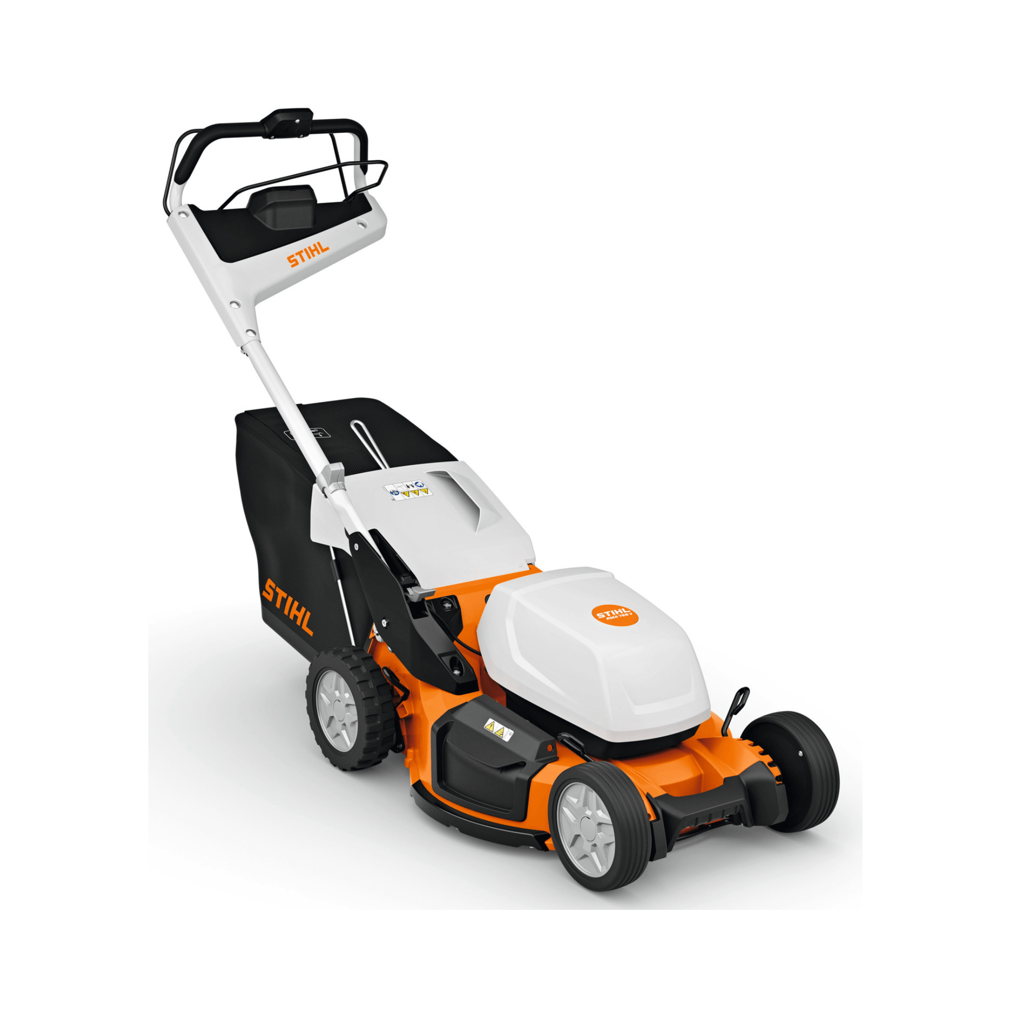 RMA 756V Professional Cordless Lawnmower by STIHL, showcasing its sleek design and advanced features.