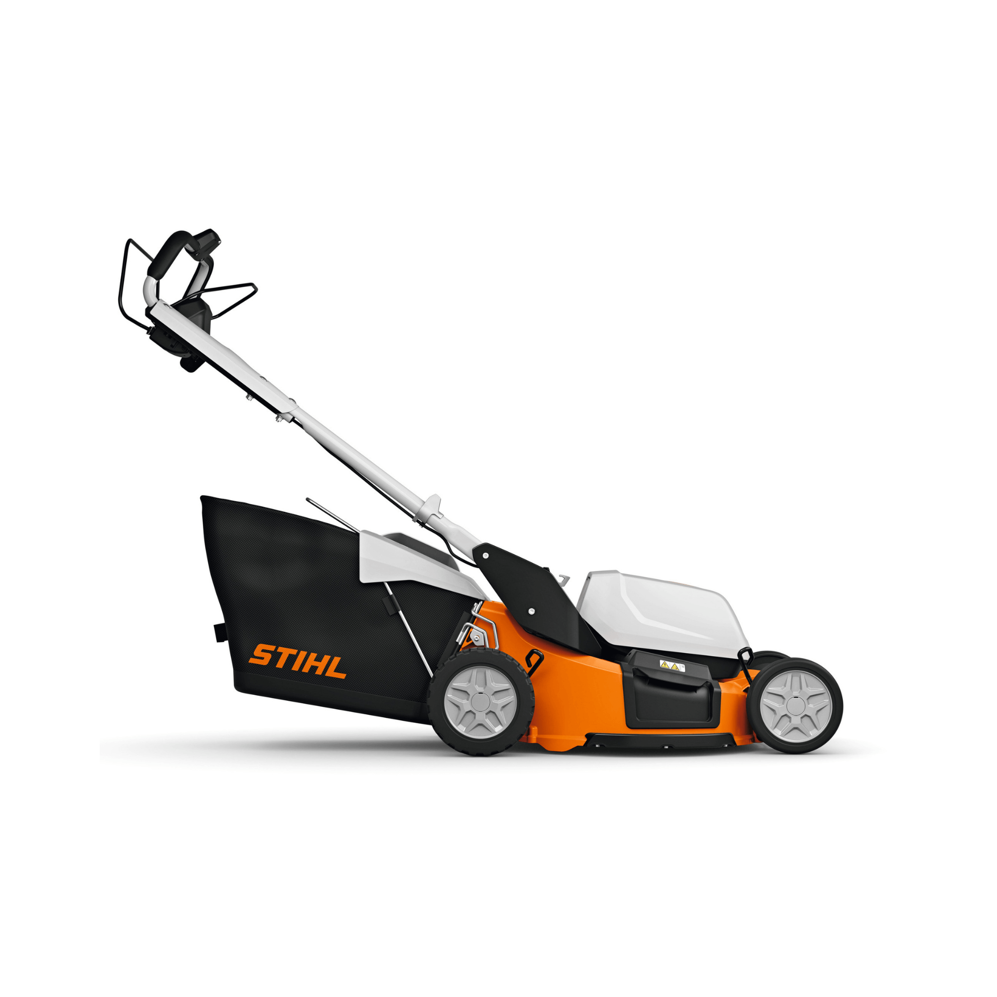 RMA 756V Professional Cordless Lawnmower with black and orange design by STIHL.