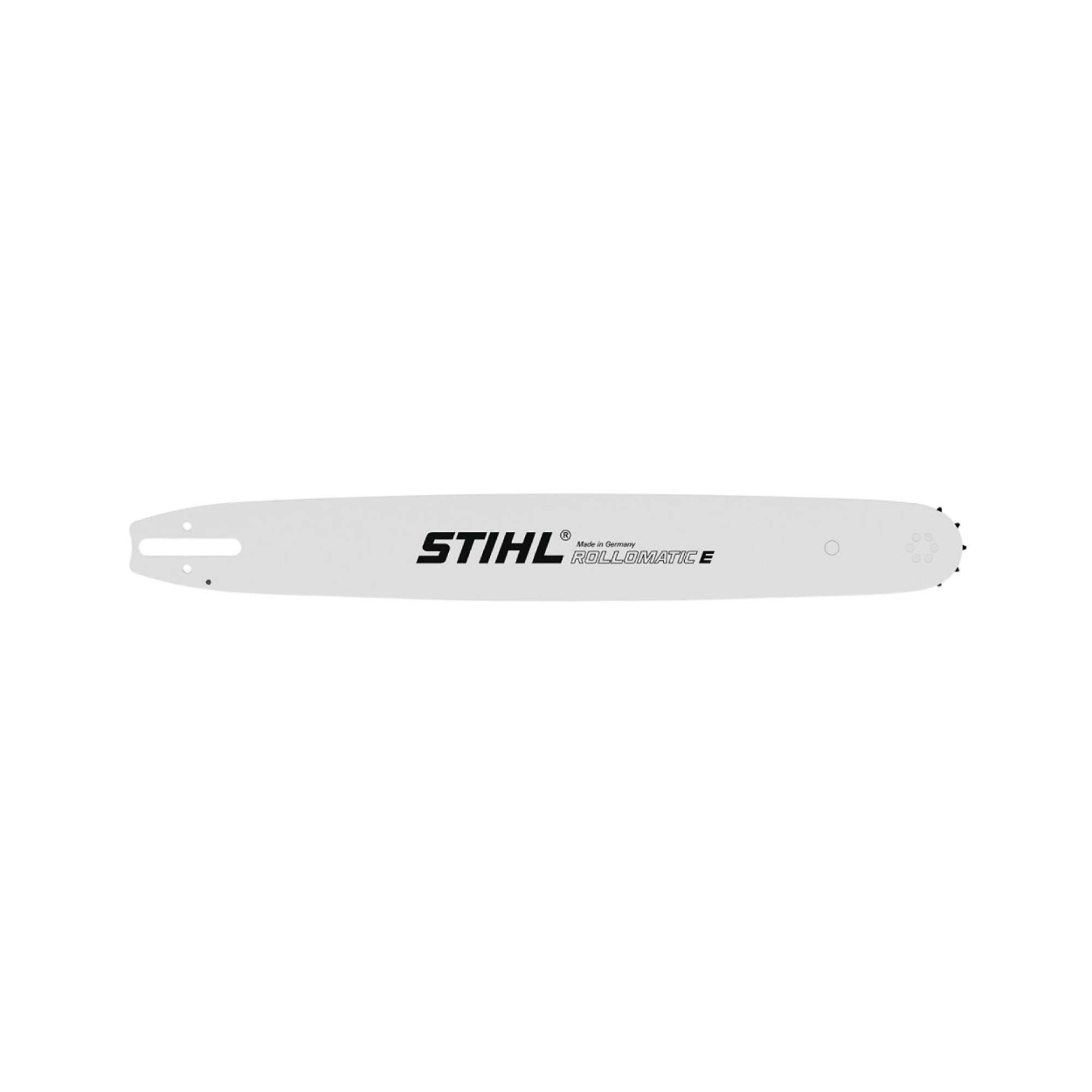 Rollomatic E Chainsaw Guide Bar 14" by Stihl, featuring lightweight steel design and 3/8" pitch for efficient cutting.