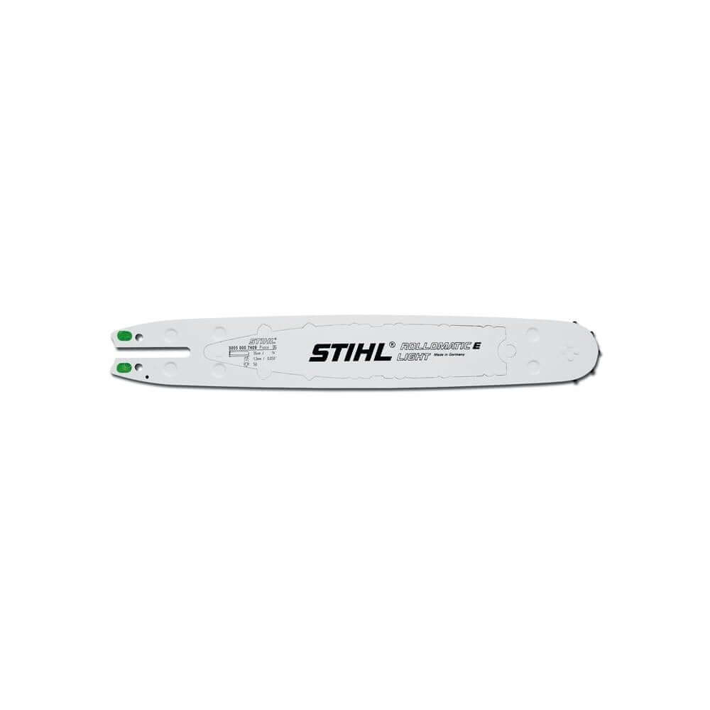 STIHL ROLLOMATIC E 16 inch chainsaw guide bar, lightweight and designed for tree surgeons, featuring a narrow nose sprocket.