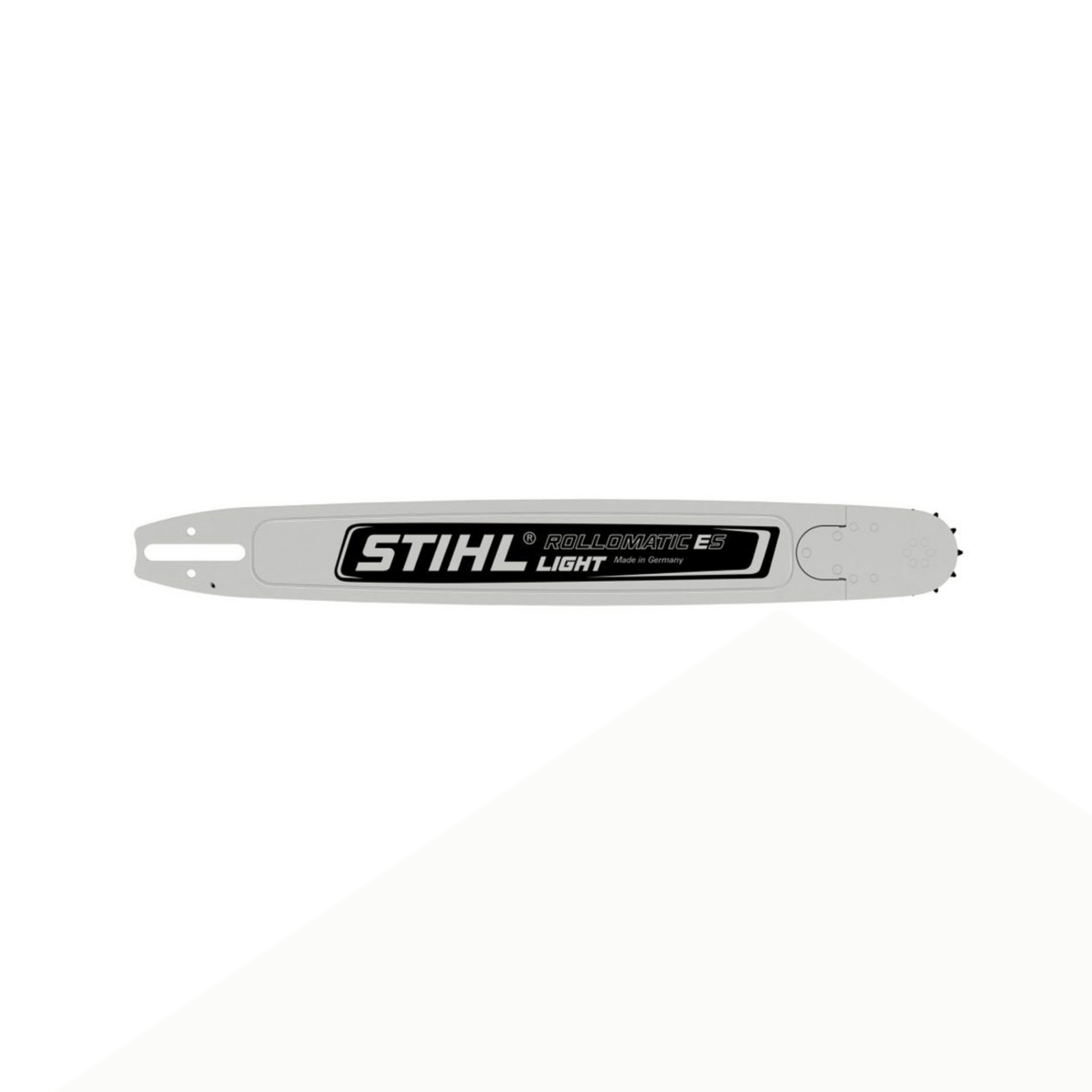 Rollomatic ES Light Chainsaw Guide Bar 28" showcasing its robust design and replaceable bar nose for heavy-duty tasks.