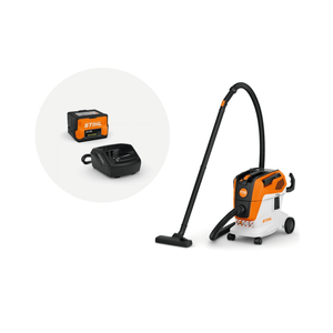 STIHL SEA 60 Cordless Vacuum Cleaner with battery and charger for efficient wet and dry cleaning.