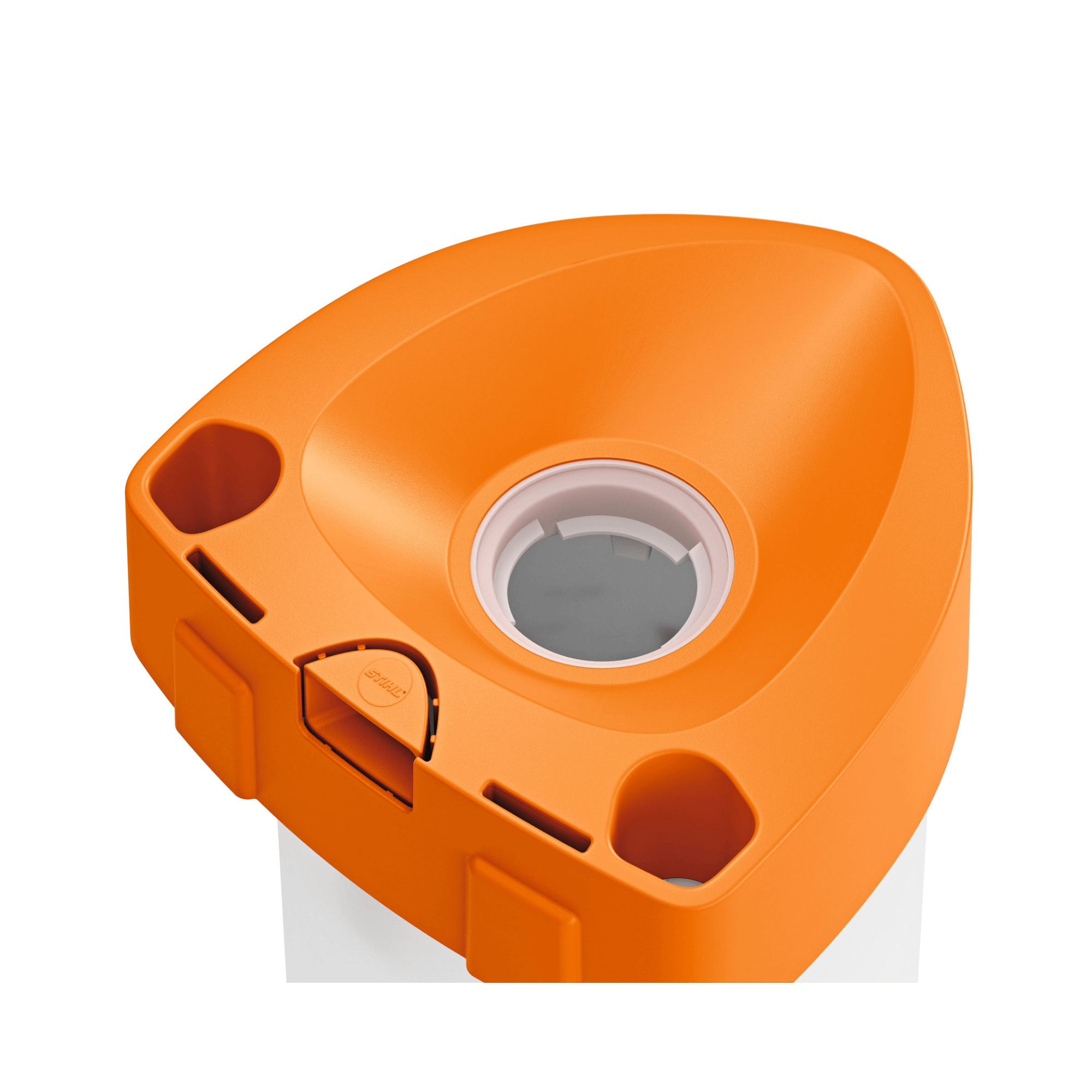 Top view of the SGA 30 Cordless Backpack Sprayer AS Battery Set showing the orange cap and opening design.